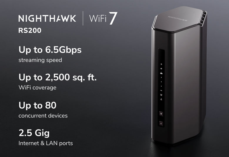 Nighthawk (RS200) 雙頻 BE6500 WiFi 7 路由器<BR><p> <font color="#FF3EFF">新低價 </span></font></p>