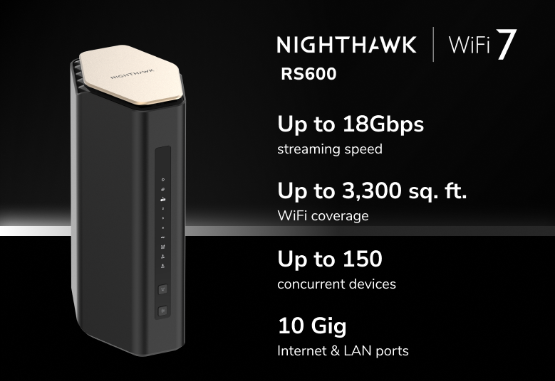 Nighthawk (RS600) 三頻 BE18000 WiFi 7 路由器