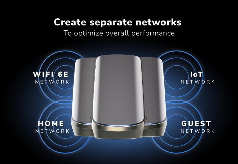 Orbi (RBKE963) Quad-Band AXE11000 Mesh WiFi 6E System (3-Pack, 1 Router + 2 Satellites)