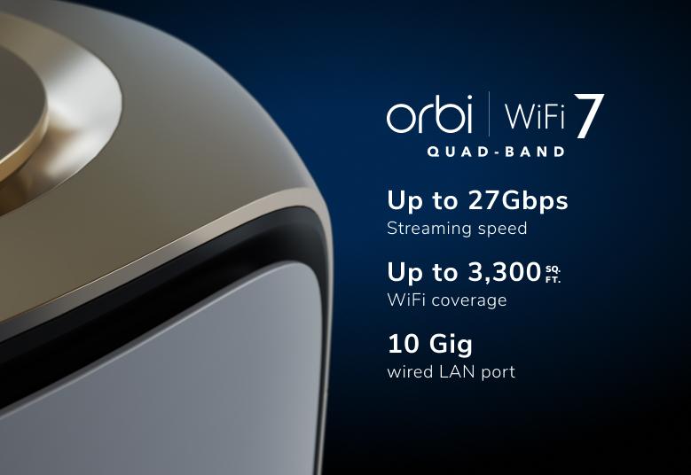 Orbi (RBE970) Quad-band BE27000 Mesh WiFi 7 Add-on Satellite<br>(Need to work with 970 series WiFi System)