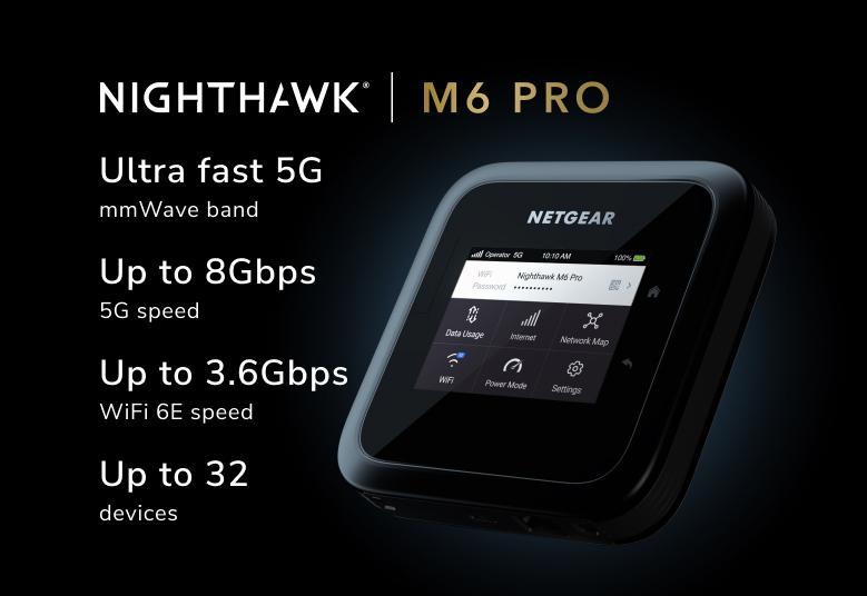 Nighthawk (MR6550) M6 M6 Pro+ 5G mmWave AXE3600 WiFi 6E Mobile Router (Unlocked)