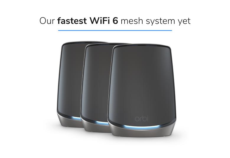 Orbi 860系列三頻WiFi 6 Mesh系統,黑色版,3件裝 (RBK863SB)