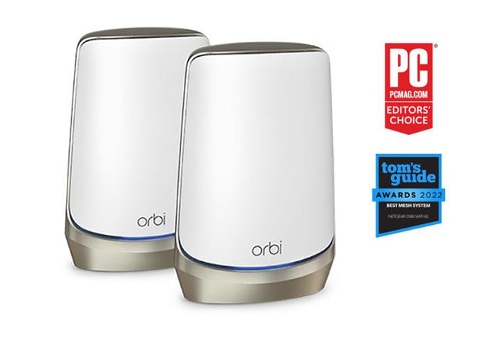 Orbi (RBKE962) Quad-Band AXE11000 Mesh WiFi 6E System (2-Pack, 1 Router + 1 Satellite)