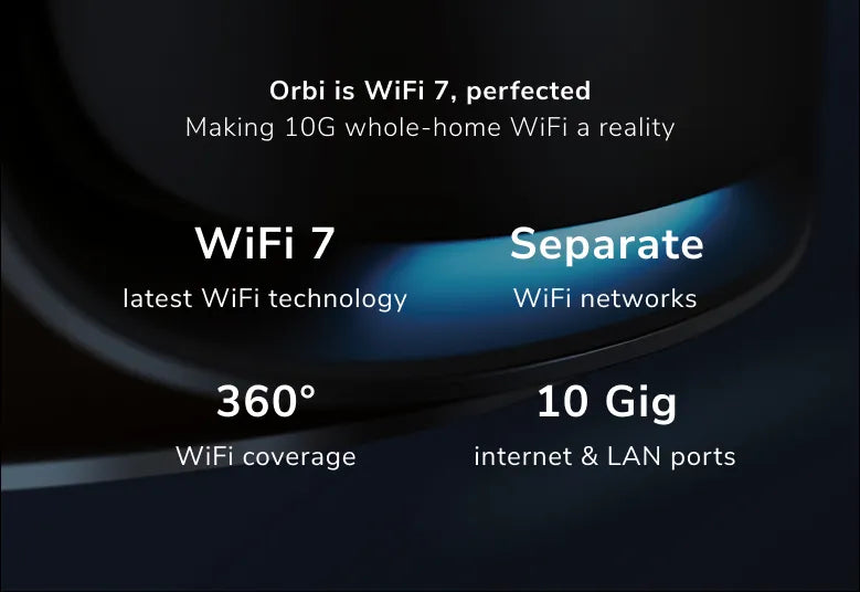 Orbi (RBE971S) Quad-band BE27000 Mesh WiFi 7 Router