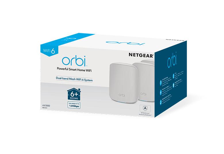 AX1800 WiFi Mesh System (RBK353) Orbi Dual-Band WiFi 6 Mesh System,1.8Gbps,Router + 2 Satellites