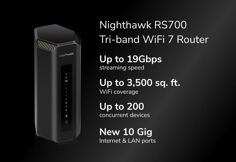 Nighthawk (RS700S) 三頻 BE19000 WiFi 7 路由器 | 10 Gig Ports | USB 3.0 | 送 1 年 NETGEAR Armor