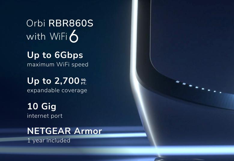 Orbi (RBR860S) Tri-Band AX6000 Mesh WiFi 6 Router
