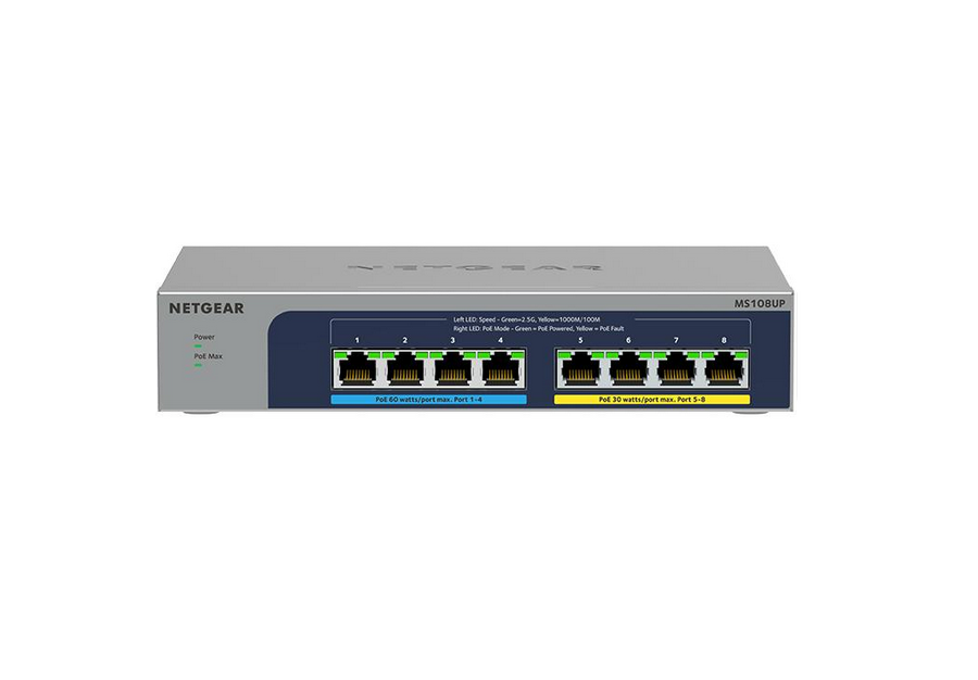 NETGEAR (MS108UP) 8-port Multi-Gigabit (2.5G) Ultra60 PoE++ Ethernet Unmanaged Switch