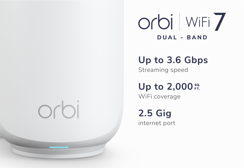 Orbi (RBE370)雙頻 BE3600 WiFi 7 Mesh附加衛星分機