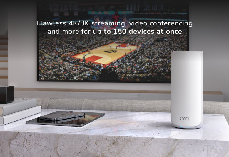 Orbi (RBE873) Tri-band BE21000 Mesh WiFi 7 System (3-Pack, 1 Router + 2 Satellites)